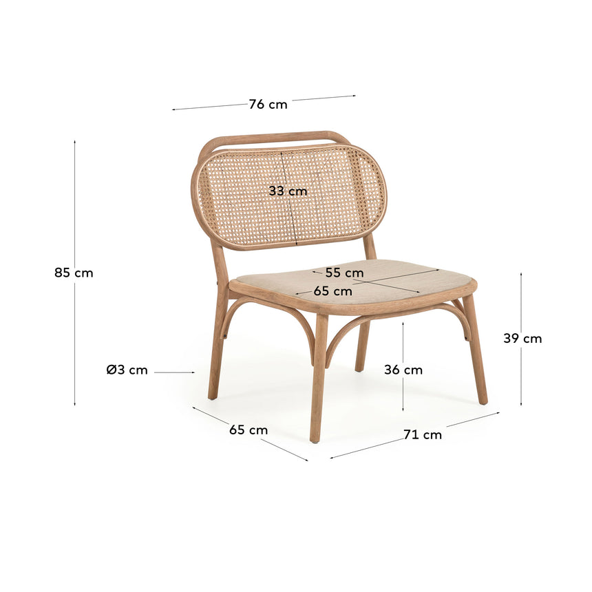 Doriane Sessel aus massiver Eiche mit Naturfinish und gepolstertem Sitz - ZEN ZONE Furniture
