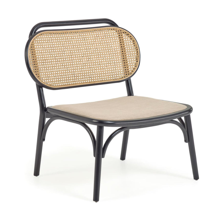 Doriane Sessel massive Ulme schwarzes Lackfinish gepolsterter Sitz - ZEN ZONE Furniture