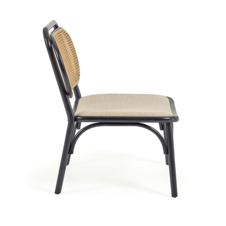 Doriane Sessel massive Ulme schwarzes Lackfinish gepolsterter Sitz - ZEN ZONE Furniture