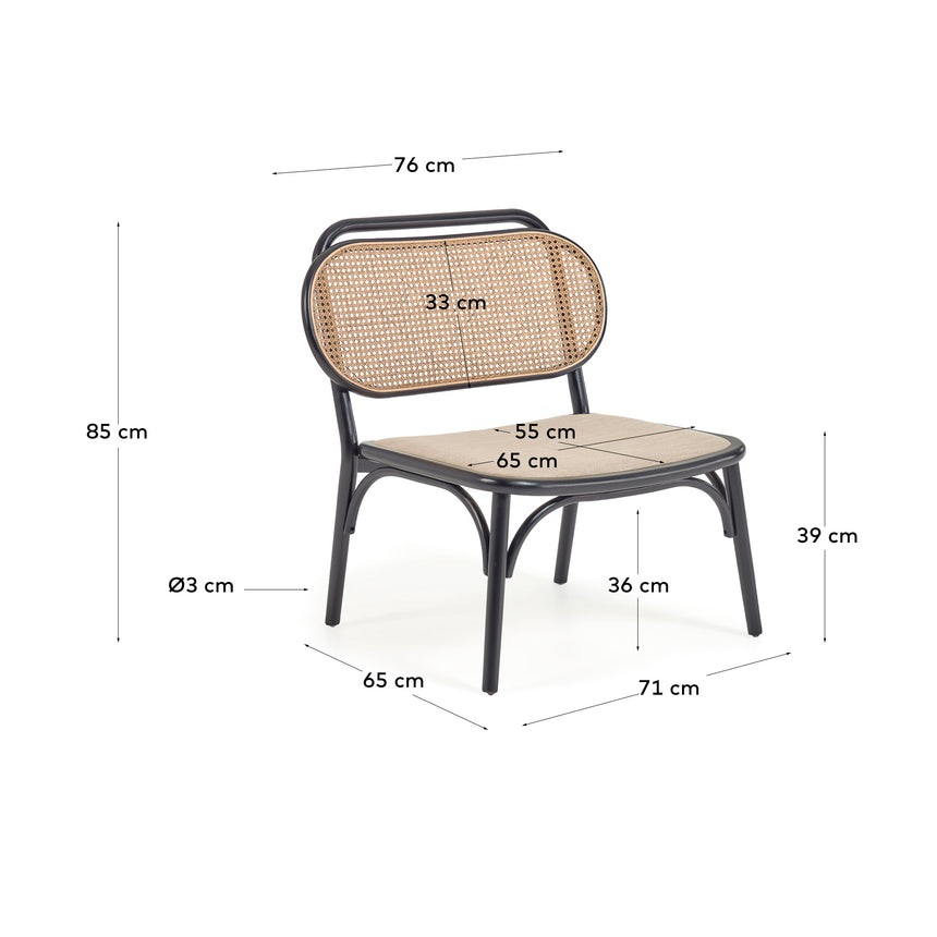 Doriane Sessel massive Ulme schwarzes Lackfinish gepolsterter Sitz - ZEN ZONE Furniture