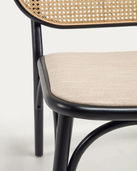 Doriane Sessel massive Ulme schwarzes Lackfinish gepolsterter Sitz - ZEN ZONE Furniture