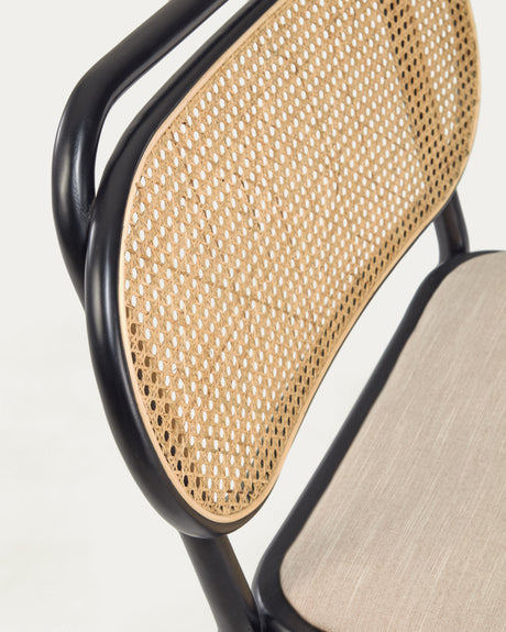 Doriane Sessel massive Ulme schwarzes Lackfinish gepolsterter Sitz - ZEN ZONE Furniture