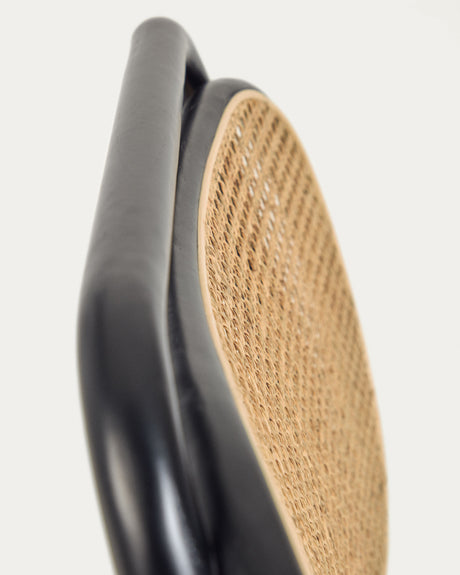 Doriane Sessel massive Ulme schwarzes Lackfinish gepolsterter Sitz - ZEN ZONE Furniture