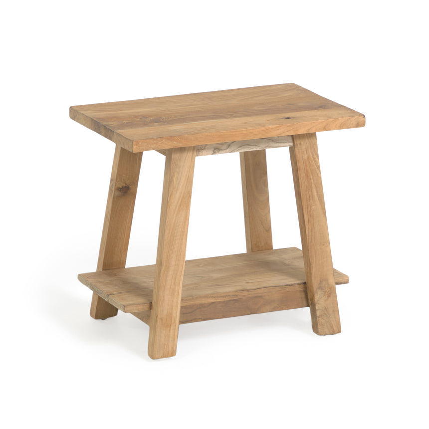 Safara Fußhocker aus massivem recyceltem Teakholz 50 x 32 cm - ZEN ZONE Furniture