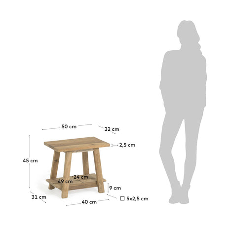 Safara Fußhocker aus massivem recyceltem Teakholz 50 x 32 cm - ZEN ZONE Furniture