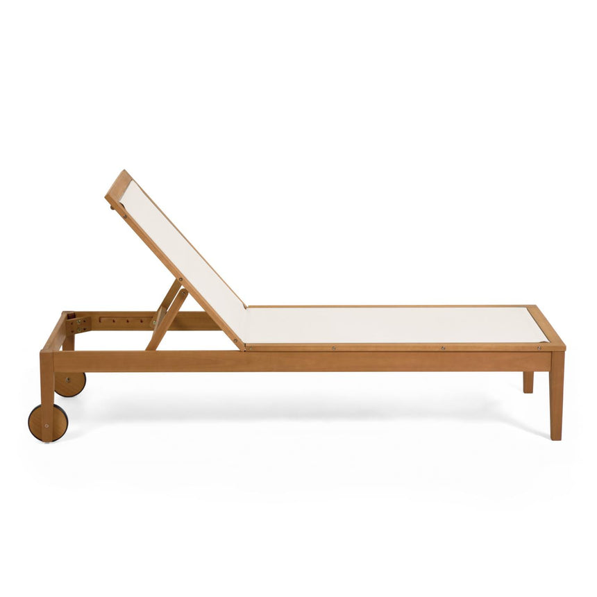Caterin verstellbare Sonnenliege aus massivem Eukalyptusholz FSC 100% in beige - ZEN ZONE Furniture