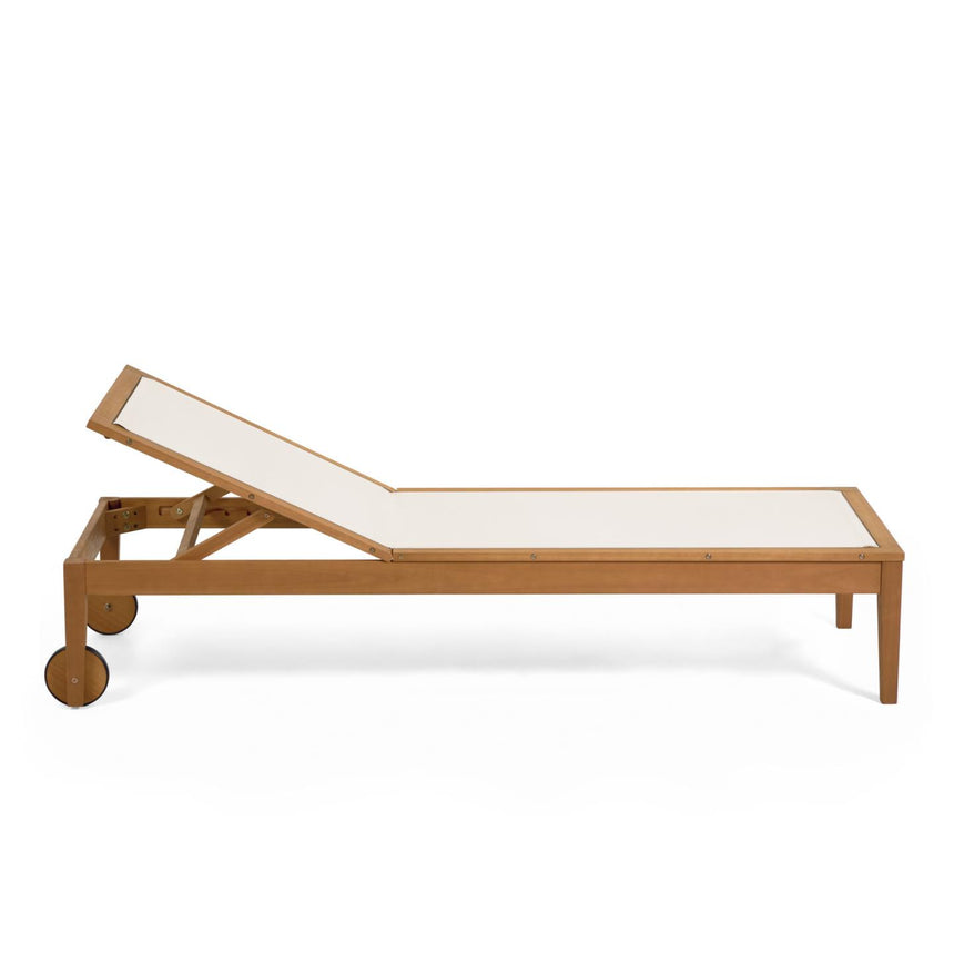 Caterin verstellbare Sonnenliege aus massivem Eukalyptusholz FSC 100% in beige - ZEN ZONE Furniture