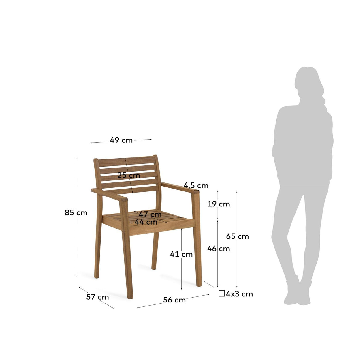 Hanzel stapelbarer Gartenstuhl aus massivem Akazienholz FSC 100% - ZEN ZONE Furniture