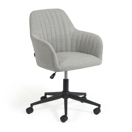 Madina Schreibtischstuhl hellgrau mit Beinen aus Stahl in Mattschwarz - ZEN ZONE Furniture