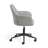 Madina Schreibtischstuhl hellgrau mit Beinen aus Stahl in Mattschwarz - ZEN ZONE Furniture