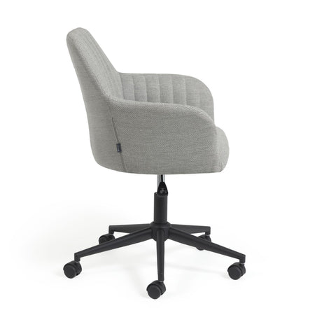 Madina Schreibtischstuhl hellgrau mit Beinen aus Stahl in Mattschwarz - ZEN ZONE Furniture