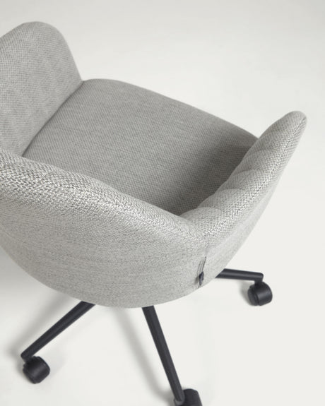Madina Schreibtischstuhl hellgrau mit Beinen aus Stahl in Mattschwarz - ZEN ZONE Furniture