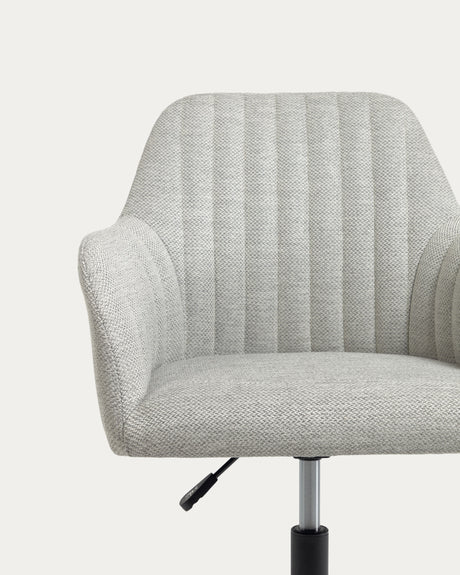Madina Schreibtischstuhl hellgrau mit Beinen aus Stahl in Mattschwarz - ZEN ZONE Furniture