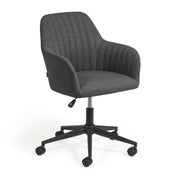 Madina Schreibtischstuhl dunkelgrau mit Beinen aus Stahl in Mattschwarz - ZEN ZONE Furniture