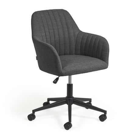 Madina Schreibtischstuhl dunkelgrau mit Beinen aus Stahl in Mattschwarz - ZEN ZONE Furniture