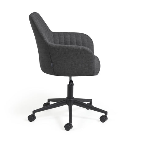 Madina Schreibtischstuhl dunkelgrau mit Beinen aus Stahl in Mattschwarz - ZEN ZONE Furniture