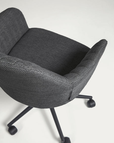 Madina Schreibtischstuhl dunkelgrau mit Beinen aus Stahl in Mattschwarz - ZEN ZONE Furniture