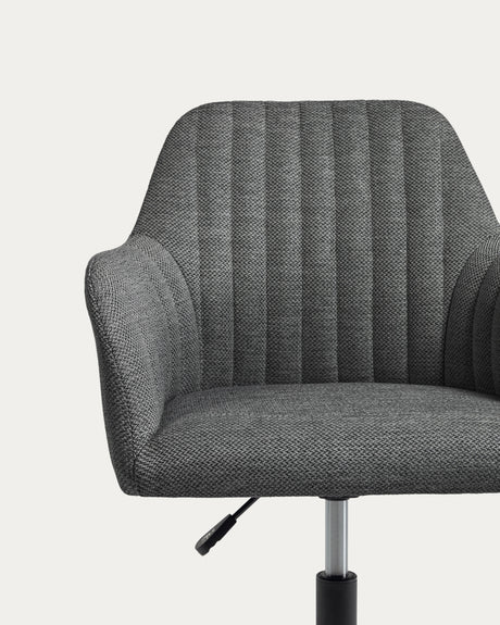 Madina Schreibtischstuhl dunkelgrau mit Beinen aus Stahl in Mattschwarz - ZEN ZONE Furniture