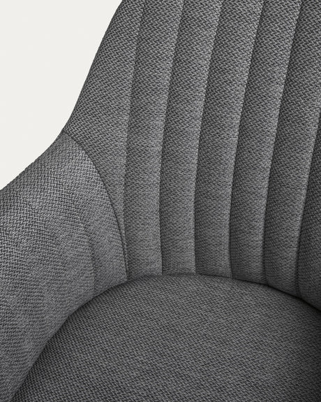 Madina Schreibtischstuhl dunkelgrau mit Beinen aus Stahl in Mattschwarz - ZEN ZONE Furniture