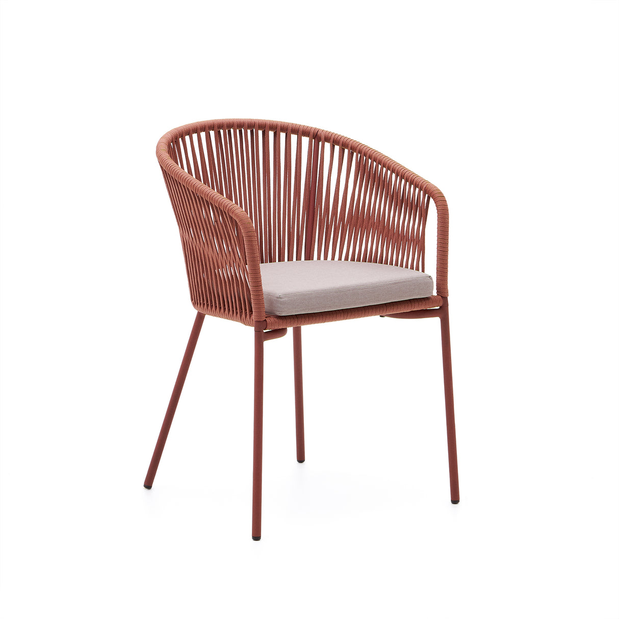 Yanet Stuhl aus Seil in Terrakotta mit Beinen aus verzinktem Stahl - ZEN ZONE Furniture