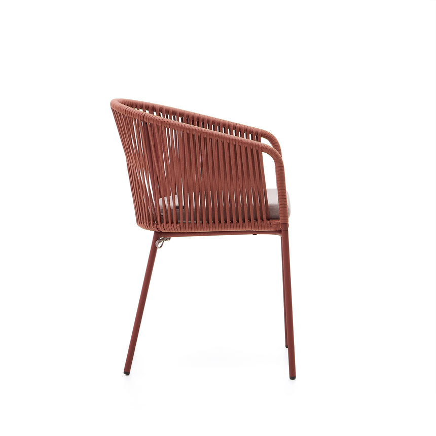 Yanet Stuhl aus Seil in Terrakotta mit Beinen aus verzinktem Stahl - ZEN ZONE Furniture
