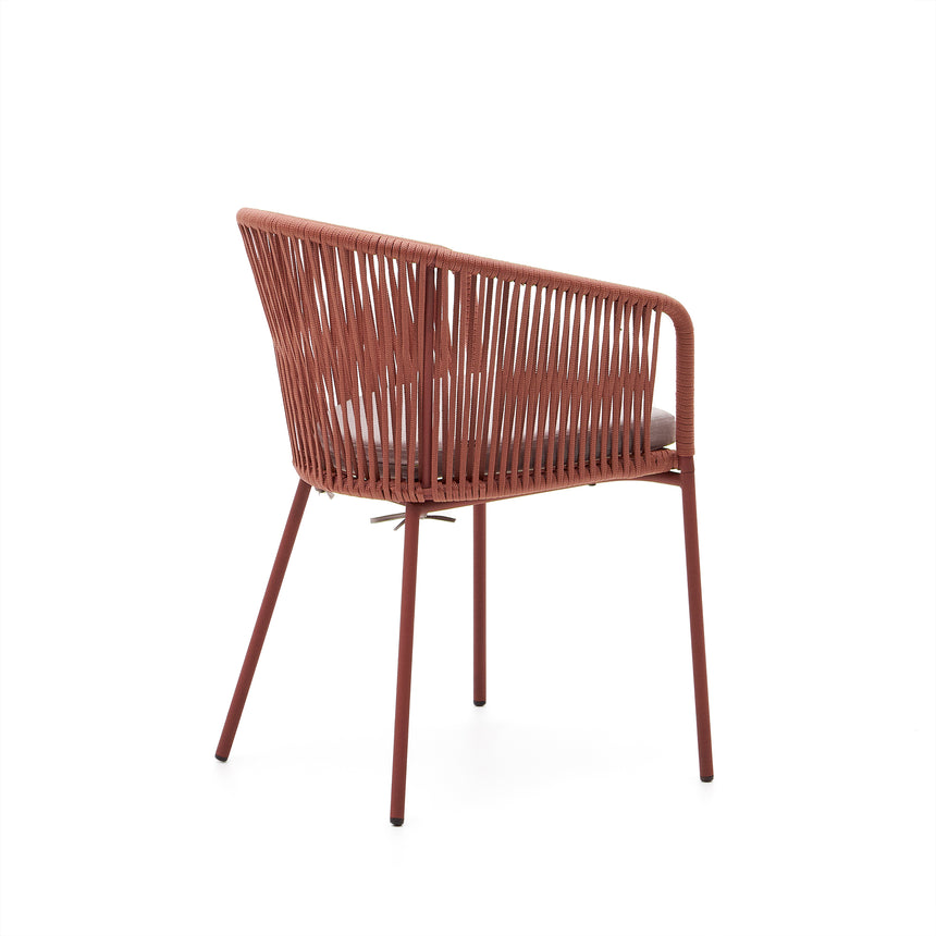 Yanet Stuhl aus Seil in Terrakotta mit Beinen aus verzinktem Stahl - ZEN ZONE Furniture