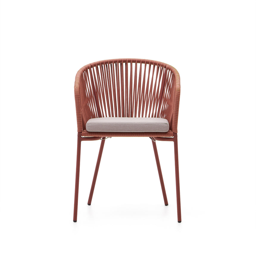 Yanet Stuhl aus Seil in Terrakotta mit Beinen aus verzinktem Stahl - ZEN ZONE Furniture