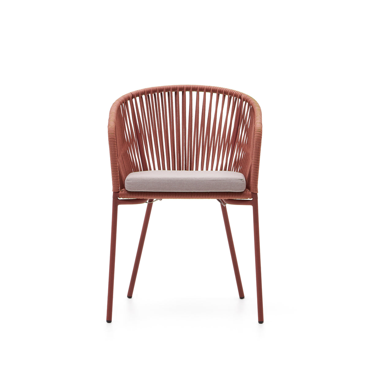 Yanet Stuhl aus Seil in Terrakotta mit Beinen aus verzinktem Stahl - ZEN ZONE Furniture