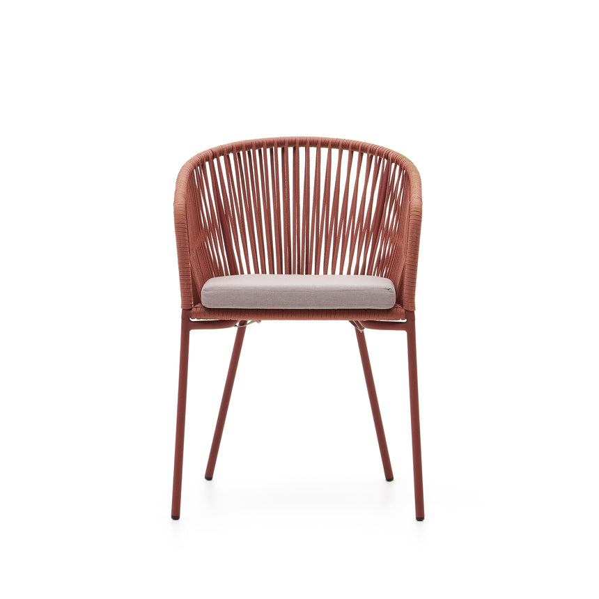 Yanet Stuhl aus Seil in Terrakotta mit Beinen aus verzinktem Stahl - ZEN ZONE Furniture