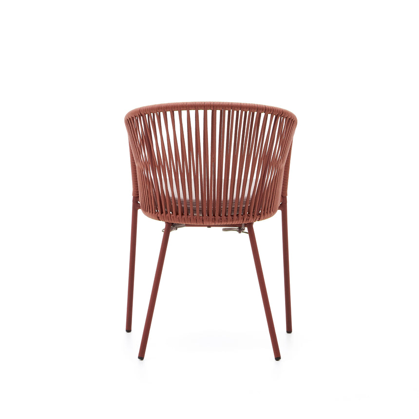 Yanet Stuhl aus Seil in Terrakotta mit Beinen aus verzinktem Stahl - ZEN ZONE Furniture
