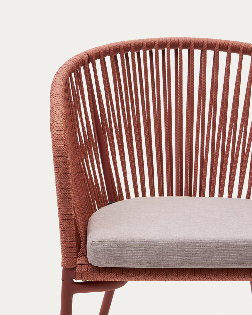 Yanet Stuhl aus Seil in Terrakotta mit Beinen aus verzinktem Stahl - ZEN ZONE Furniture