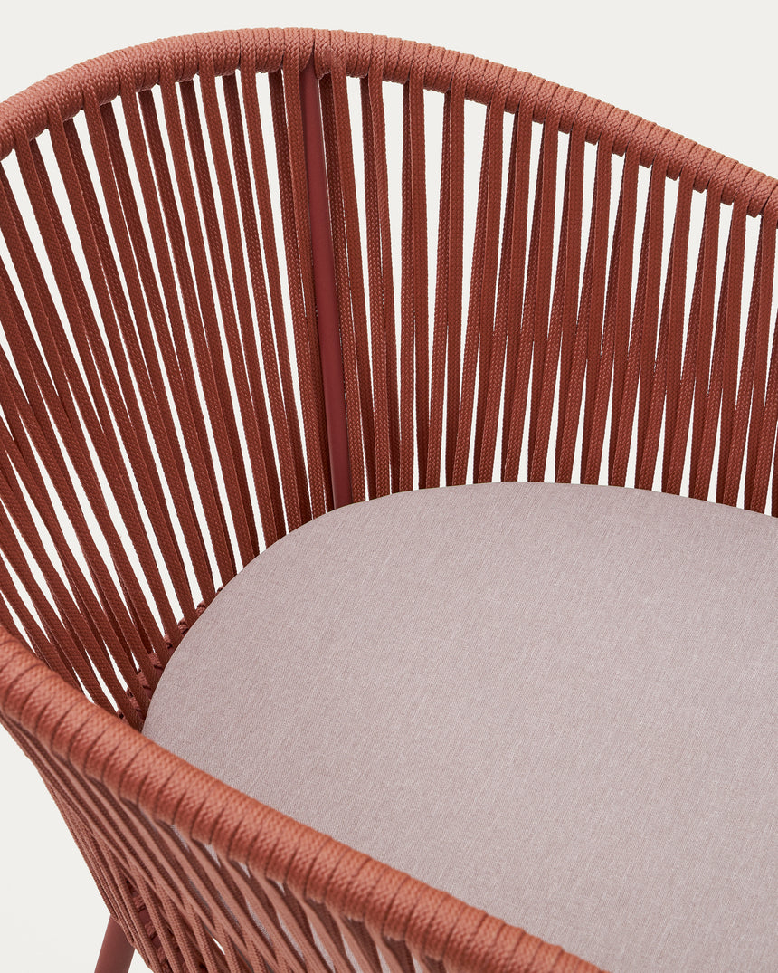 Yanet Stuhl aus Seil in Terrakotta mit Beinen aus verzinktem Stahl - ZEN ZONE Furniture