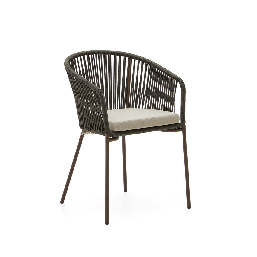 Yanet Stuhl aus Seil in Grün mit Beinen aus verzinktem Stahl - ZEN ZONE Furniture