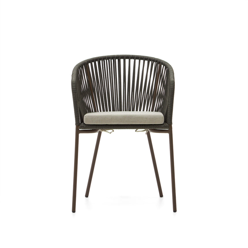 Yanet Stuhl aus Seil in Grün mit Beinen aus verzinktem Stahl - ZEN ZONE Furniture