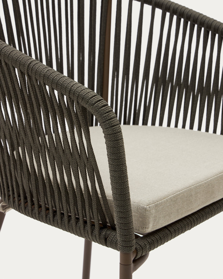 Yanet Stuhl aus Seil in Grün mit Beinen aus verzinktem Stahl - ZEN ZONE Furniture
