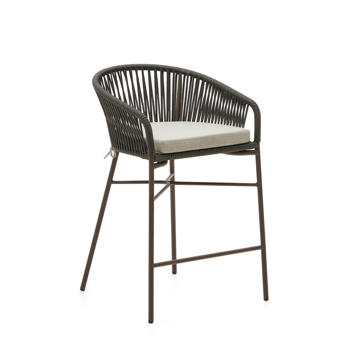 Yanet Hocker aus Seil in grün und verzinktem Stahl Höhe 58 cm - ZEN ZONE Furniture