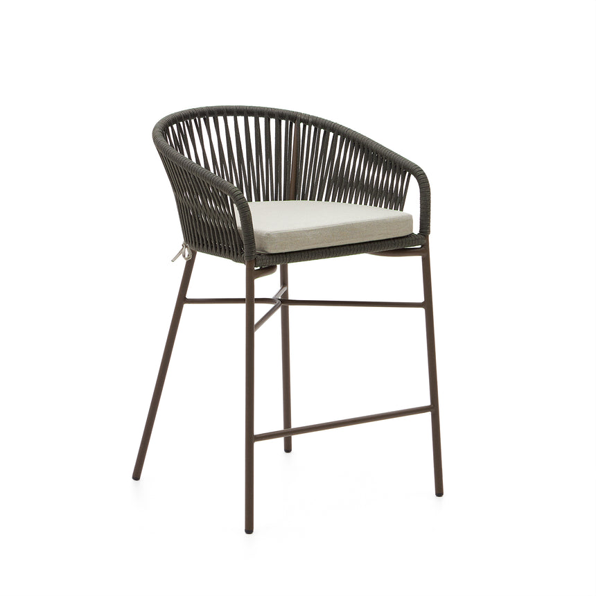 Yanet Hocker aus Seil in grün und verzinktem Stahl Höhe 58 cm - ZEN ZONE Furniture