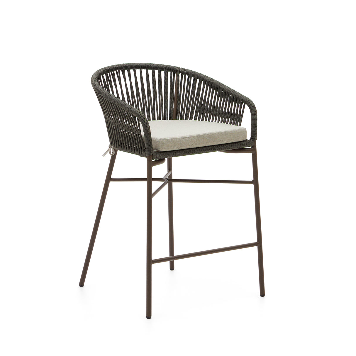 Yanet Hocker aus Seil in grün und verzinktem Stahl Höhe 58 cm - ZEN ZONE Furniture