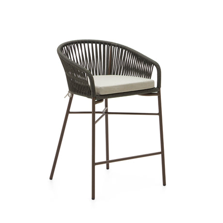 Yanet Hocker aus Seil in grün und verzinktem Stahl Höhe 58 cm - ZEN ZONE Furniture