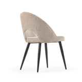Stuhl Mael aus beigem Chenille und Stahlbeinen mit schwarzem Finish - ZEN ZONE Furniture