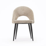 Stuhl Mael aus beigem Chenille und Stahlbeinen mit schwarzem Finish - ZEN ZONE Furniture