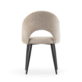 Stuhl Mael aus beigem Chenille und Stahlbeinen mit schwarzem Finish - ZEN ZONE Furniture