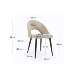 Stuhl Mael aus beigem Chenille und Stahlbeinen mit schwarzem Finish - ZEN ZONE Furniture