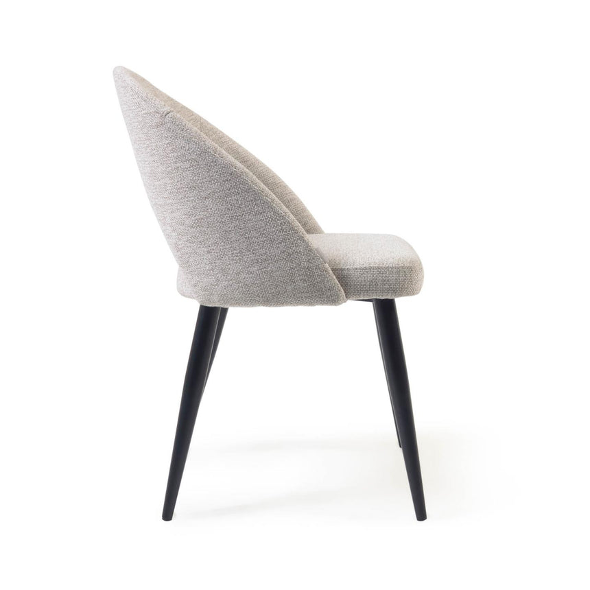 Stuhl Mael beiger mit Stahlbeinen mit schwarzem Finish - ZEN ZONE Furniture
