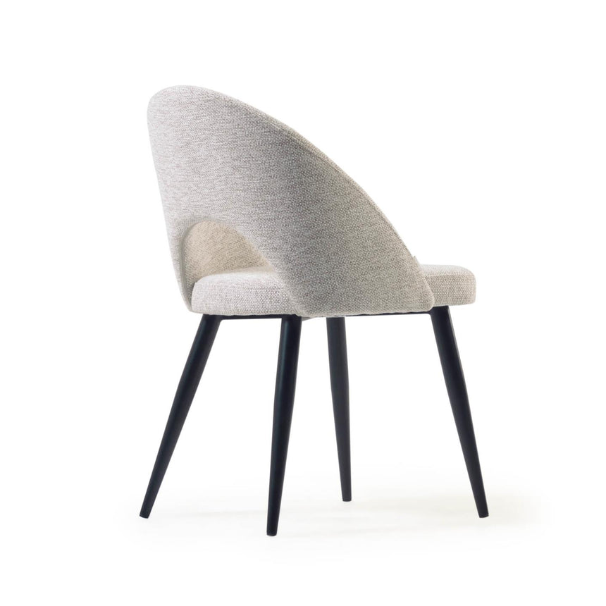 Stuhl Mael beiger mit Stahlbeinen mit schwarzem Finish - ZEN ZONE Furniture