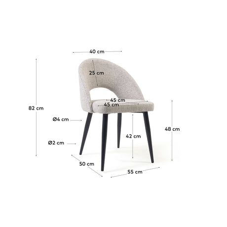 Stuhl Mael beiger mit Stahlbeinen mit schwarzem Finish - ZEN ZONE Furniture