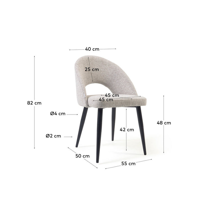 Stuhl Mael beiger mit Stahlbeinen mit schwarzem Finish - ZEN ZONE Furniture