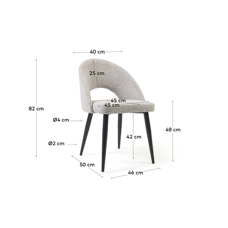 Stuhl Mael beiger mit Stahlbeinen mit schwarzem Finish - ZEN ZONE