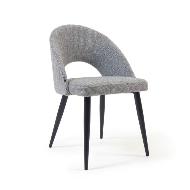 Stuhl Mael grauer mit Stahlbeinen mit schwarzem Finish - ZEN ZONE Furniture