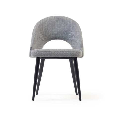 Stuhl Mael grauer mit Stahlbeinen mit schwarzem Finish - ZEN ZONE Furniture